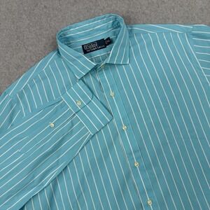 Vintage Polo Ralph Lauren Shirt Mens XL Blue Striped 90s Long Sleeve Cotton NEW